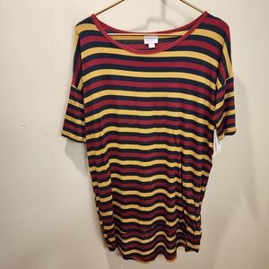 LULAROE Irma Multicolor Stripes  Oversized Pullover Casual Top XXS NWT